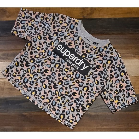 Superdry Tops - Superdry New York t-shirt Size 8 Short Sleeve Multicolor Cropped  Excellent